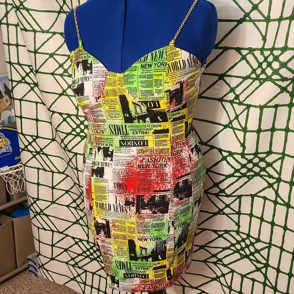 Color Splash Newspaper Mini Dress